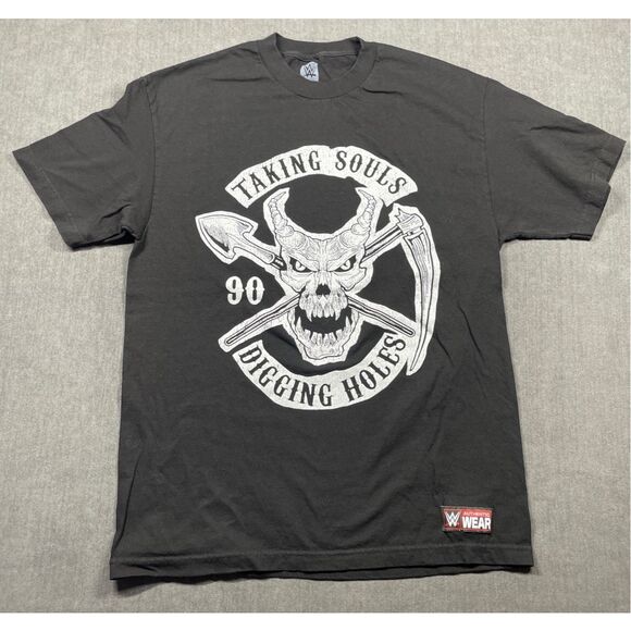 WWE Undertaker T Shirt Men L Black Skull Shovel Wrestling Tee Streetwear Style - Picture 1 of 8